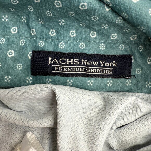 JACHS Men's Button-Up Shirt Casual Everyday Wear, Relaxed, Green Pattern, L NEW - Picture 8 of 12